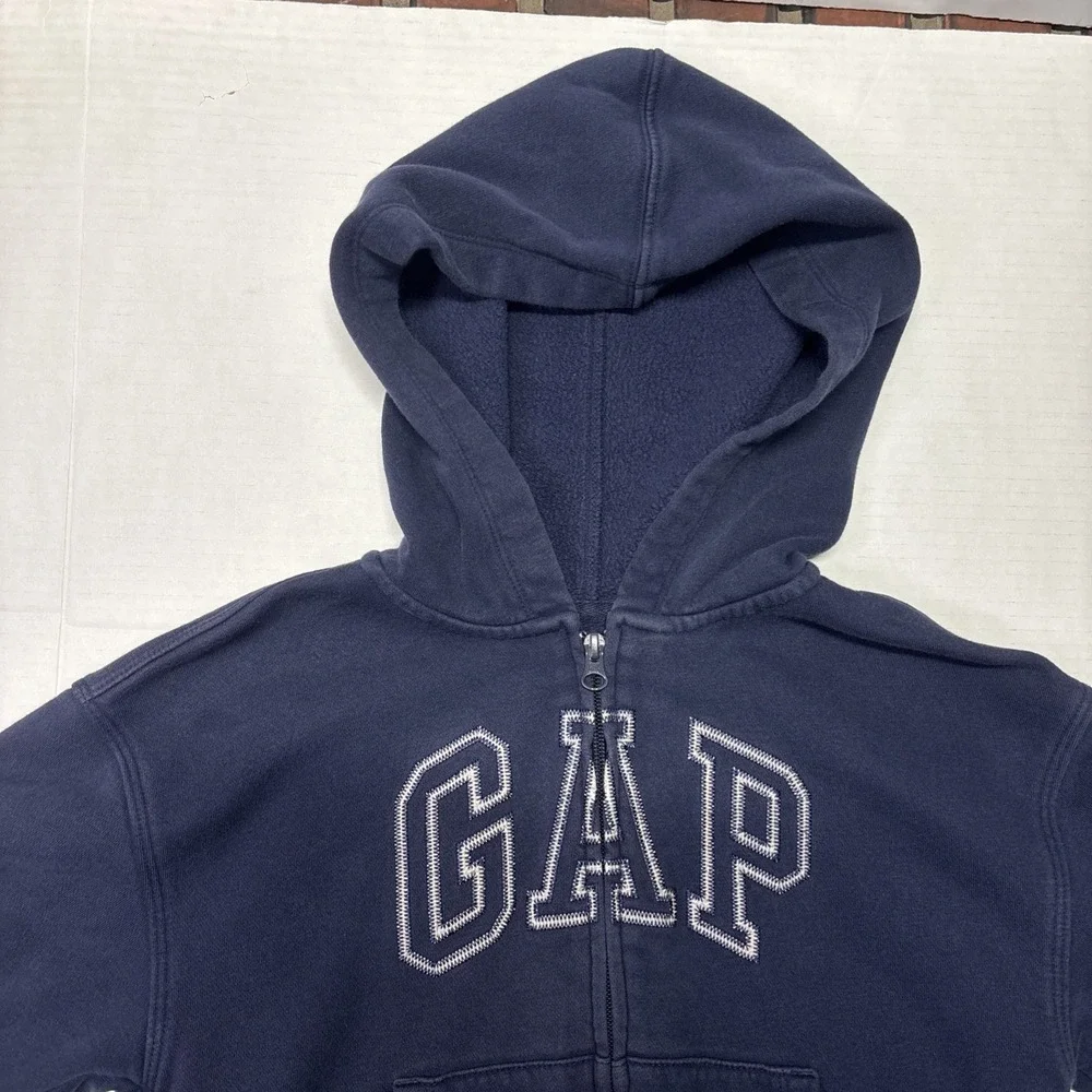 GAP Kids Navy Blue Full Zip Hoodie Logo Sweatshirt Size Medium 8